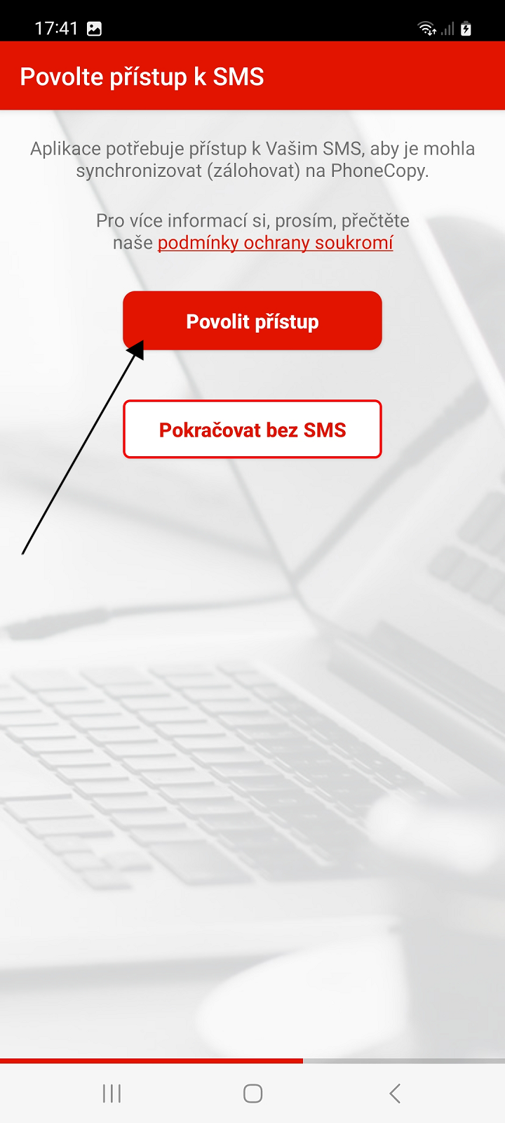 Povolení přístupu k SMS