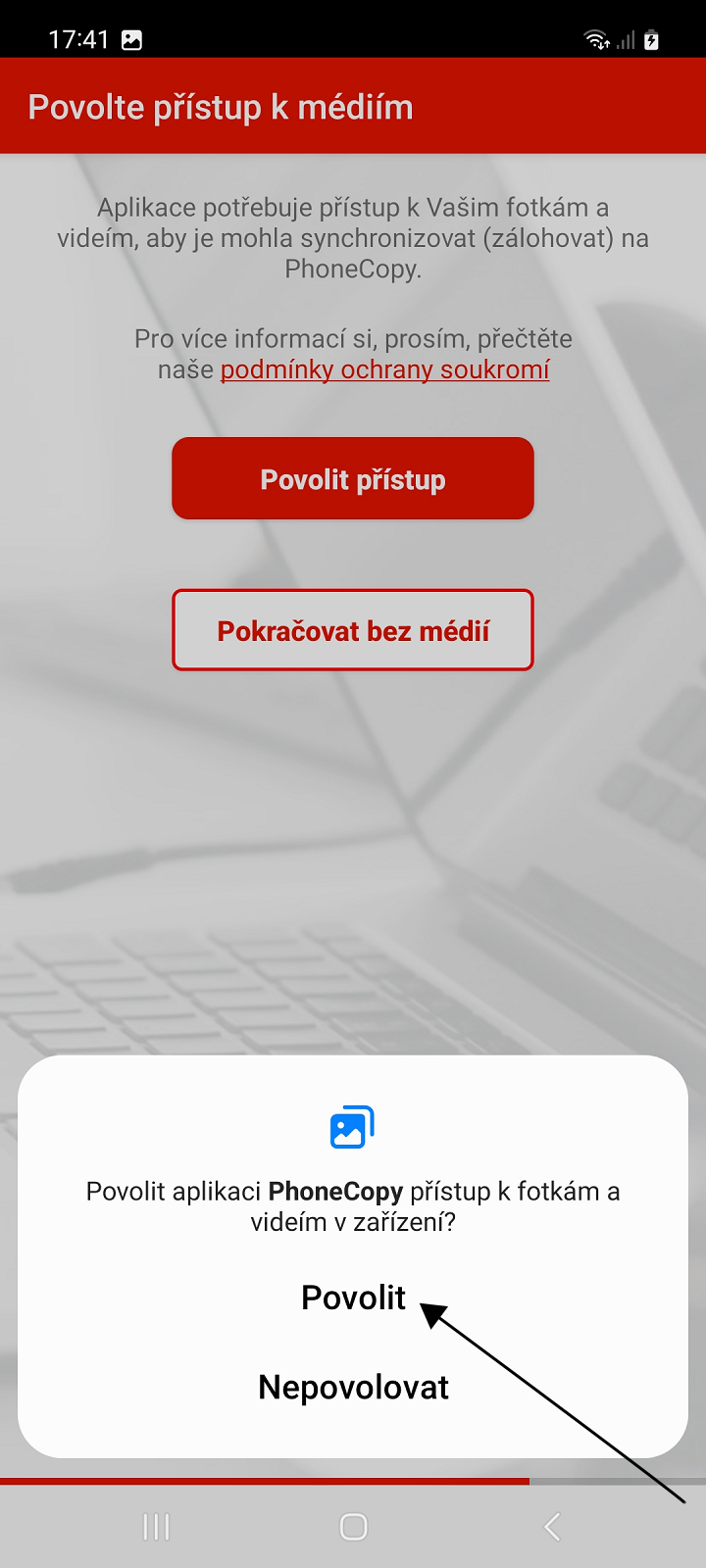 Potvrzení povolení přístupu k médiím