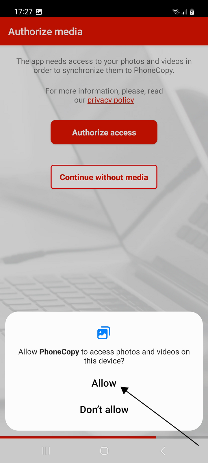 Allow access to media