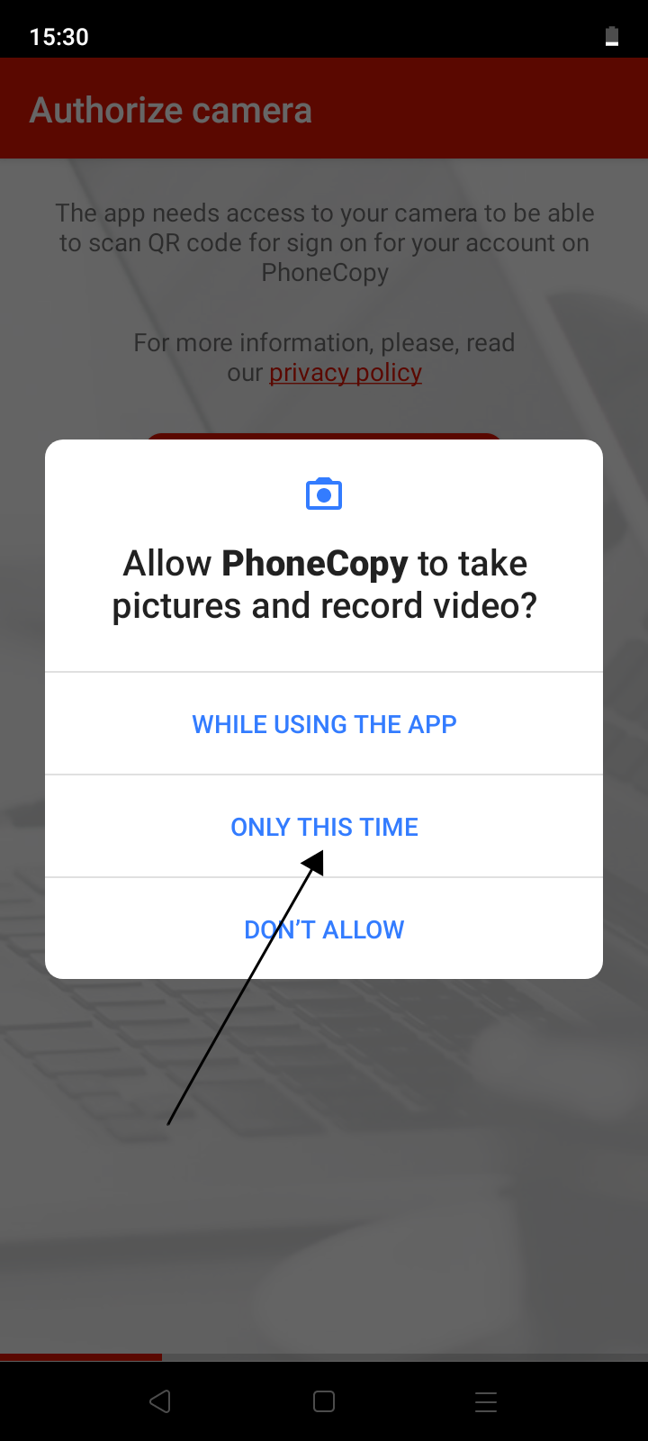 Allow access to camera