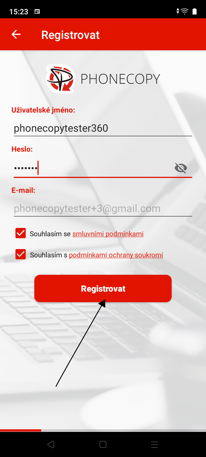 Konec registrace