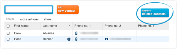 Restore deleted contacts