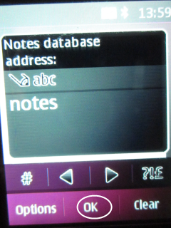 Select Notes database and type Notes.